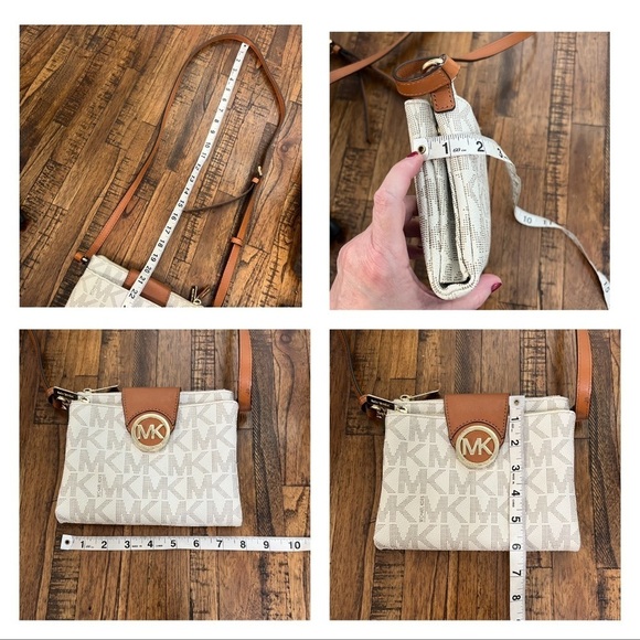 Michael Kors Fulton Large Crossbody Vanilla with gold hardware all over monogram - Picture 16 of 16